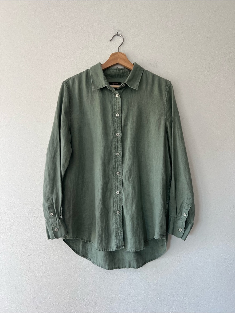 QUINCE | Green Linen Button Down Shirt | M